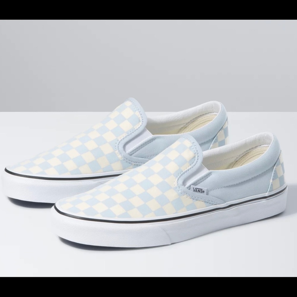 Blue and White Checkered Vans. Women’s Size 10.